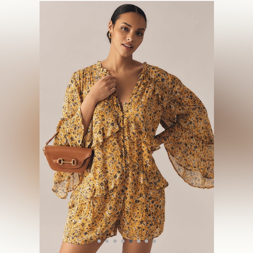 Anthropologie ruffle swing romper